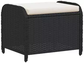 vidaXL Gartenhocker mit Kissen, Polyrattan, Schwarz, 58x46x46cm (365733)