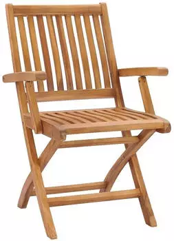 vidaXL Klappbare Gartenst&uuml;hle mit Kissen 4 Stk. Teak Massivholz (3072745)