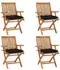 vidaXL Klappbare Gartenstühle mit Kissen 4 Stk. Teak Massivholz (3072745)