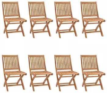 vidaXL Klappbare Gartenst&uuml;hle mit Kissen 8 Stk. Teak Massivholz (3072879)