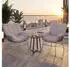 MCW Gartenstuhl MCW-P75 2er-Set Poly-Rattan hellgrau, Polster beige (100675)
