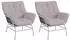 MCW Gartenstuhl MCW-P75 2er-Set Poly-Rattan hellgrau, Polster beige (100675)