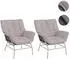 MCW Gartenstuhl MCW-P75 2er-Set Poly-Rattan hellgrau, Polster beige (100675)