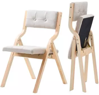 VEVOR Klappstuhl mit Kissen & Holzrahmen, Beige, 2er-Set (ZD-2501)