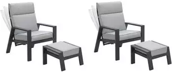 Garden Impressions MAX Relax Loungesessel mit Hocker, Alu, verstellbar, Anthrazit