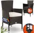 Casaria Gartenstuhl 2er Set Polyrattan Stapelbar mit Auflagen 160kg Braun (109138)