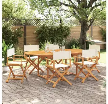 vidaXL Klappbare Gartenst&uuml;hle 6 Stk. Cremewei&szlig; Stoff (3208911)