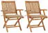 vidaXL Gartenstühle 2 Stk. Teak Massivholz beige Kissen (3062409)