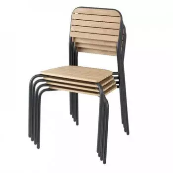 Bolero Santorini Outdoor-Stühle Holzoptik, stapelbar, 4er-Pack (FU537)