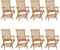 vidaXL Gartenst&uuml;hle mit Weinroten Kissen 8 Stk. Massivholz Teak