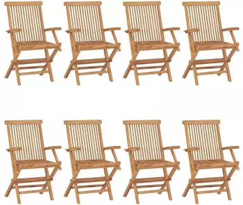vidaXL Gartenst&uuml;hle Teakholz mit weinroten Kissen, 8er-Set (3072913)