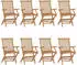 vidaXL Gartenstühle Teakholz mit weinroten Kissen, 8er-Set (3072913)