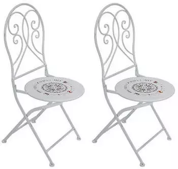 Gardenson 2er-Set Klappstuhl BAYO weiß Eisen