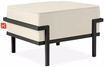 Konsimo Gartenlounge Hocker TRIGLO Dunkelgrau/Cremeweiß Stahl/Polyester/Schaumstoff 69x44x54 cm