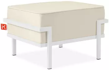 Konsimo Gartenlounge Hocker TRIGLO Weiß/Cremeweiß Stahl/Polyester/Schaumstoff 69x44x54 cm