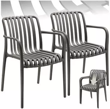 TecTake Alcudia anthrazit 2er Set 58x54.50x80.50 cm