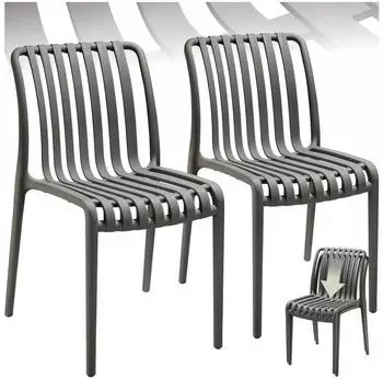 TecTake Set Balkon M&ouml;bel anthrazit 2er Set