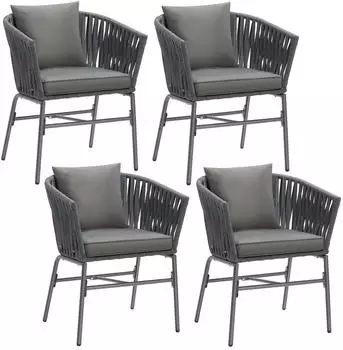 TecTake Set Geflecht-Stuhl Rope 4er Set