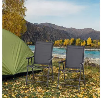 Outsunny Klappstuhl Schwarz Metall Textil 64x94x58 cm