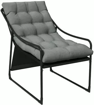 Outsunny Gartensessel mit Sitzkissen mit Armlehne Grau
