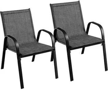 Costway Stackable textilène steel garden armchair x2