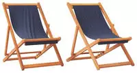 vidaXL Strandst&uuml;hle 2 Stk. Klappbar Blau Stoff