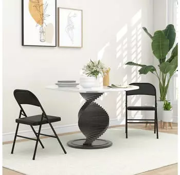 HomCom 2er-Set Klappst&uuml;hle Tragbar mit Kissen Stahlbeine Kunstleder