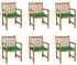 vidaXL Gartenstühle 6 Stk mit Grünen Kissen Massivholz Teak 3073036