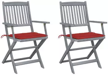 vidaXL Klappbare Gartenst&uuml;hle 2 Stk mit Sitzkissen Massivholz Akazie 3064488