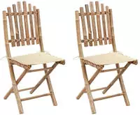 vidaXL Klappbare Gartenst&uuml;hle 2 Stk. mit Kissen Bambus