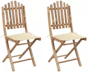 vidaXL Klappbare Gartenst&uuml;hle 2 Stk mit Kissen Bambus 3063989
