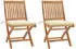 vidaXL Gartenstühle 2 Stk mit Cremen Kissen Teak Massivholz 3062435