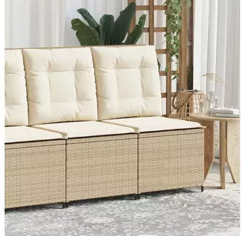 vidaXL Gartensessel mit Liegefunktion und Kissen Beige Poly Rattan 368977
