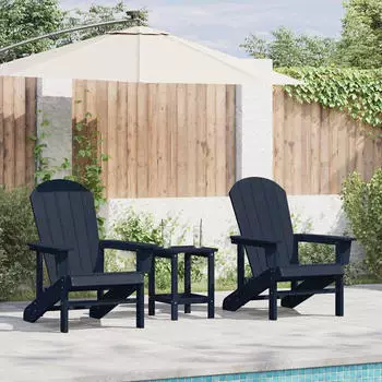 vidaXL Gartenstuhl 3 Stk Marineblau Polyethylen 3335831