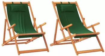 vidaXL Klappbare Strandst&uuml;hle 2 Stk Gr&uuml;n Stoff 3214485