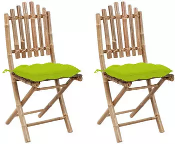 vidaXL Klappbare Gartenst&uuml;hle 2 Stk mit Kissen Bambus 3064013