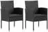 vidaXL Gartenstühle mit Kissen 2 Stk Schwarz Poly Rattan 318706