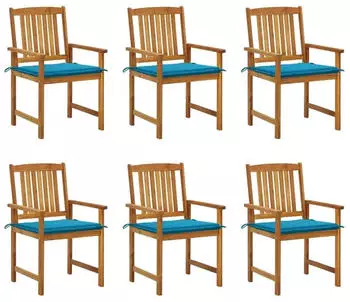vidaXL Gartenst&uuml;hle mit Kissen 6 Stk Massivholz Akazie 3078155