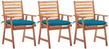 vidaXL Garten-Essst&uuml;hle 3 Stk mit Kissen Massivholz Akazie 3064366