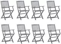 vidaXL Klappbare Gartenst&uuml;hle 8 Stk. mit Kissen Massivholz Akazie