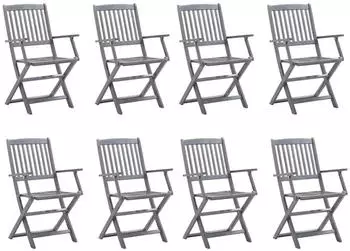 vidaXL Klappbare Gartenst&uuml;hle 8 Stk mit Kissen Massivholz Akazie 3078265