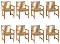 vidaXL Gartenst&uuml;hle 8 Stk. mit Hellgr&uuml;nen Kissen Massivholz Teak