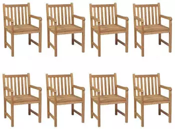 vidaXL Gartenst&uuml;hle 8 Stk mit Hellgr&uuml;nen Kissen Massivholz Teak 3073084
