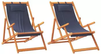 vidaXL Strandst&uuml;hle 2 Stk Klappbar Blau Stoff 3214481