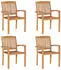 vidaXL Stapelbare Gartenstühle mit Kissen 4 Stk Massivholz Teak 3073257