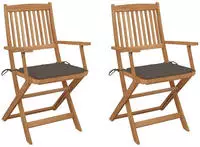 vidaXL Klappbare Gartenst&uuml;hle 2 Stk. mit Kissen Massivholz Akazie