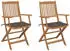 vidaXL Klappbare Gartenstühle 2 Stk mit Kissen Massivholz Akazie 3064598