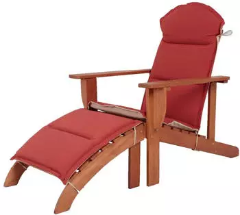 Deluke Adirondack-Stuhl MARKUS mit Auflage Natur Eukalyptus Liegestuhl Adirondack Gartenstuhl Sonnenliege