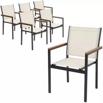 ML-Design Gartenst&uuml;hle 6Er Set Beige Textilene mit Aluminiumgestell