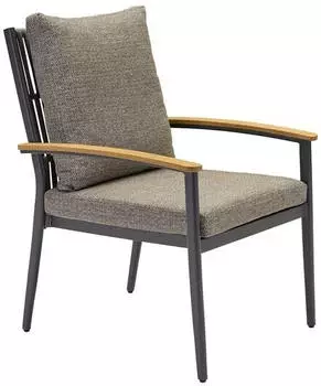 LC Home Avento Gartensessel Aluminium/Rope mit Sitz- und R&uuml;ckenkissen Dunkelgrau Braun 2 St&uuml;ck